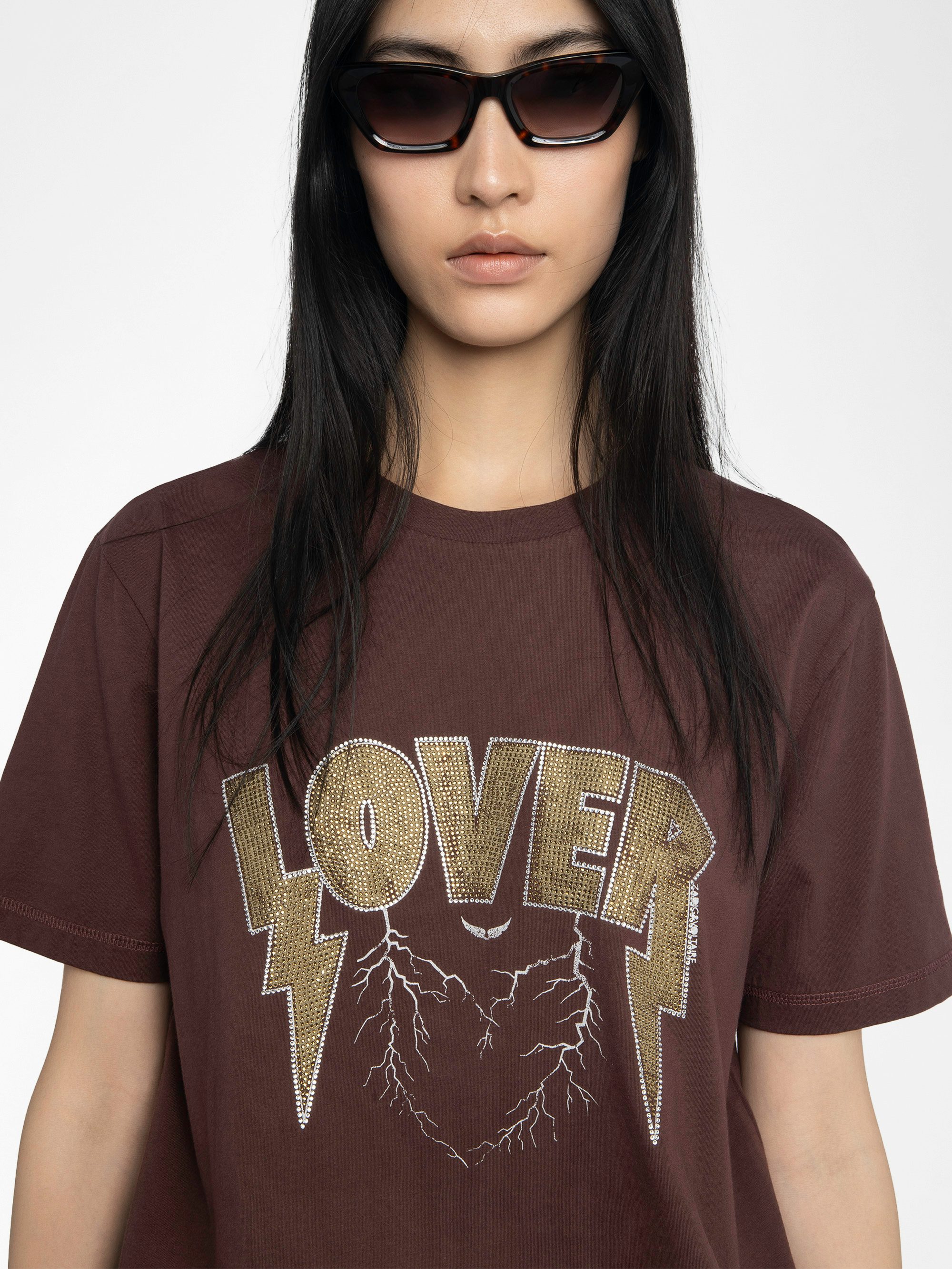 Edwin T-shirt - Loose-fitting short-sleeved T-shirt with rhinestones and print.